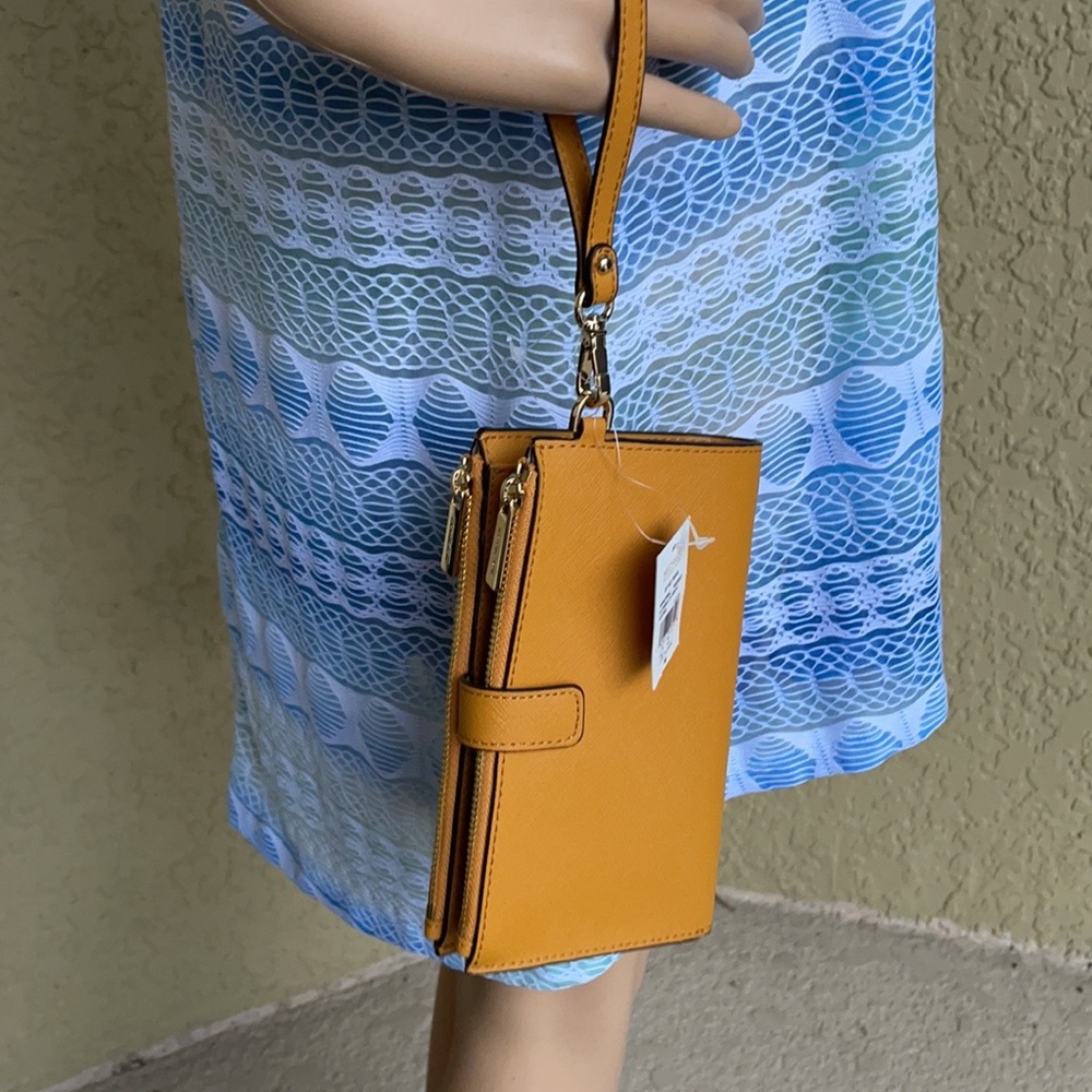 Michael Kors Jet Set Travel Marigold Double Zip Wristlet Leather - Picture 7 of 16